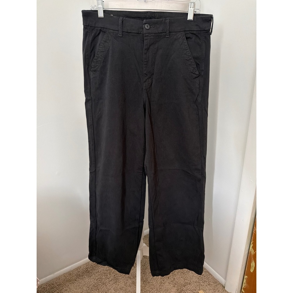 American Eagle Black Stretch Chino Pants Women 12 Regular Straight Leg Casual